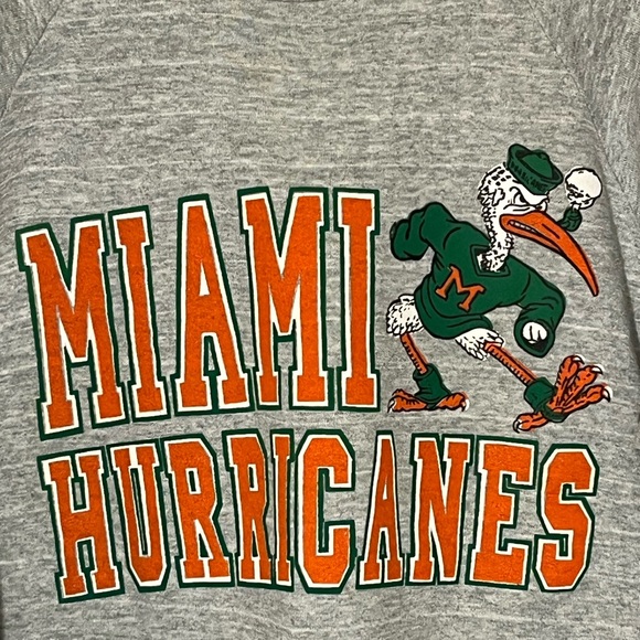 Vintage 90s Miami Hurricanes Sweatshirt Gray Fruit Of The Loom Size XL NCAA (G) - Picture 3 of 11